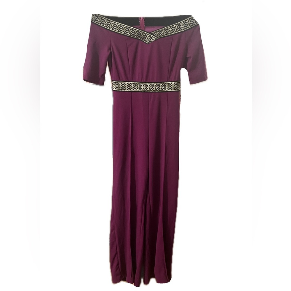 SHEIN Long Sleeve Purple Jumpsuit with Black Trim